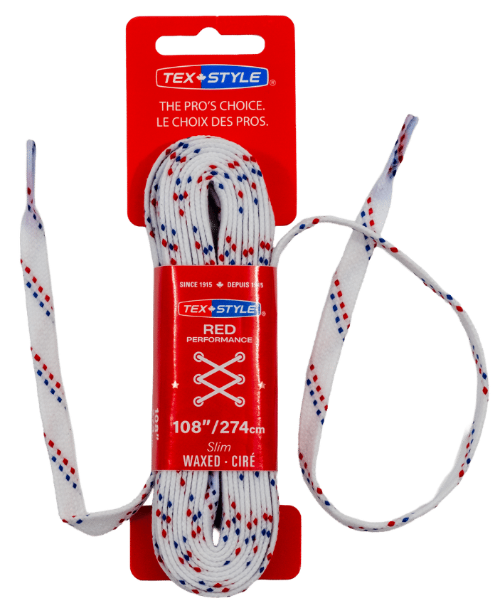 Tex-Style RED Performance Skridskosnören – Slim Wax | Kartong 36 par