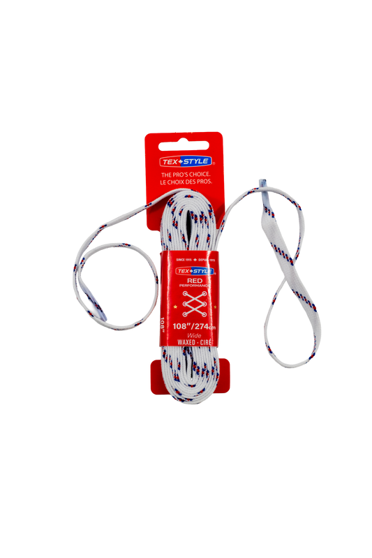 Tex-Style RED Performance Skridskosnören – Wide Wax | Kartong 36 par